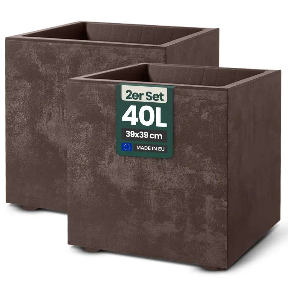 Kreher Millennium Pflanzkübel 40L eckig braun 2er-Set