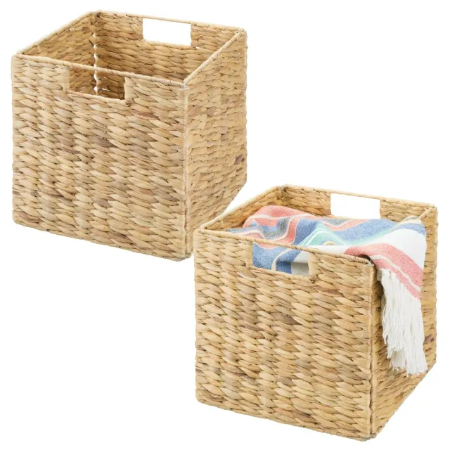 mDesign Aufbewahrungskorb Wasserhyazinthe 2er-Set natur 26,7cm
