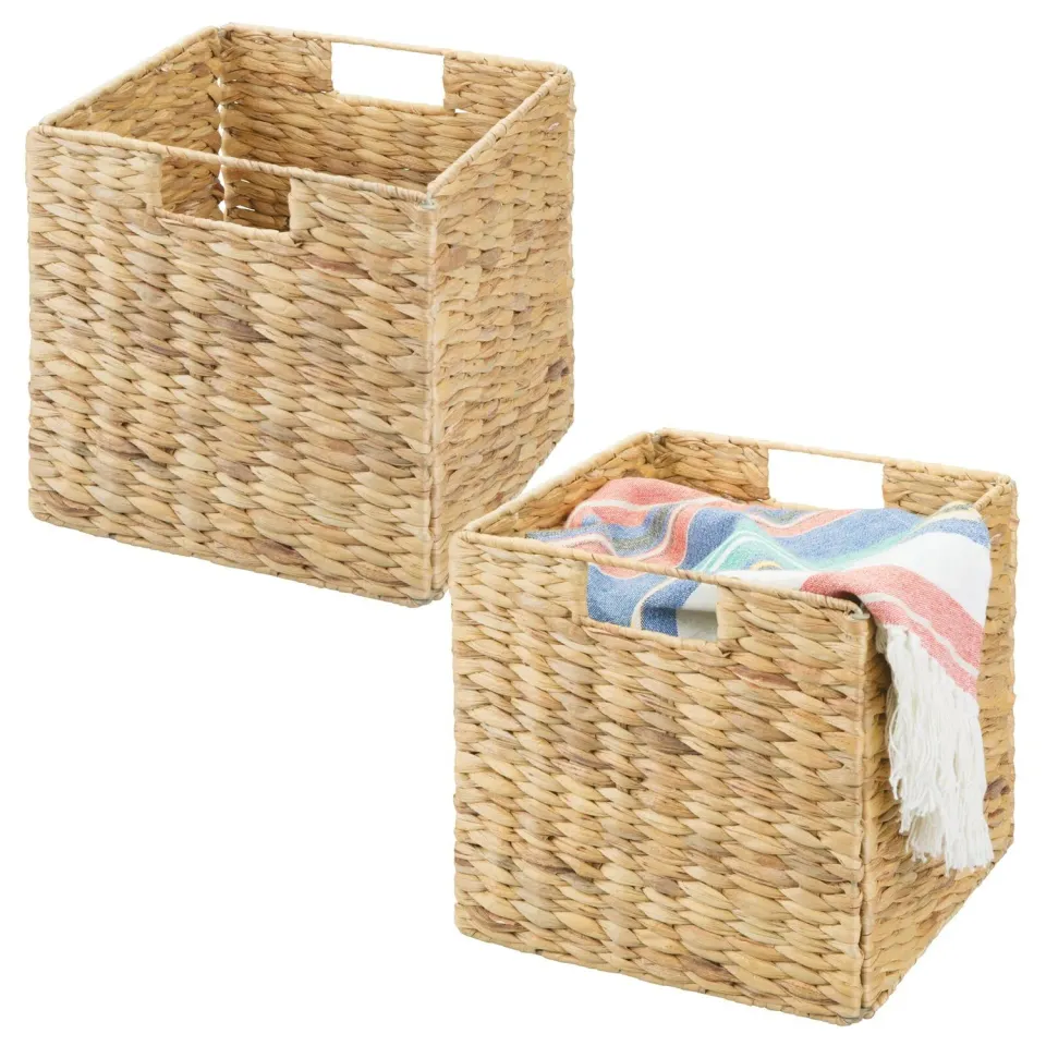 mDesign Aufbewahrungskorb Wasserhyazinthe 2er-Set natur 26,7cm