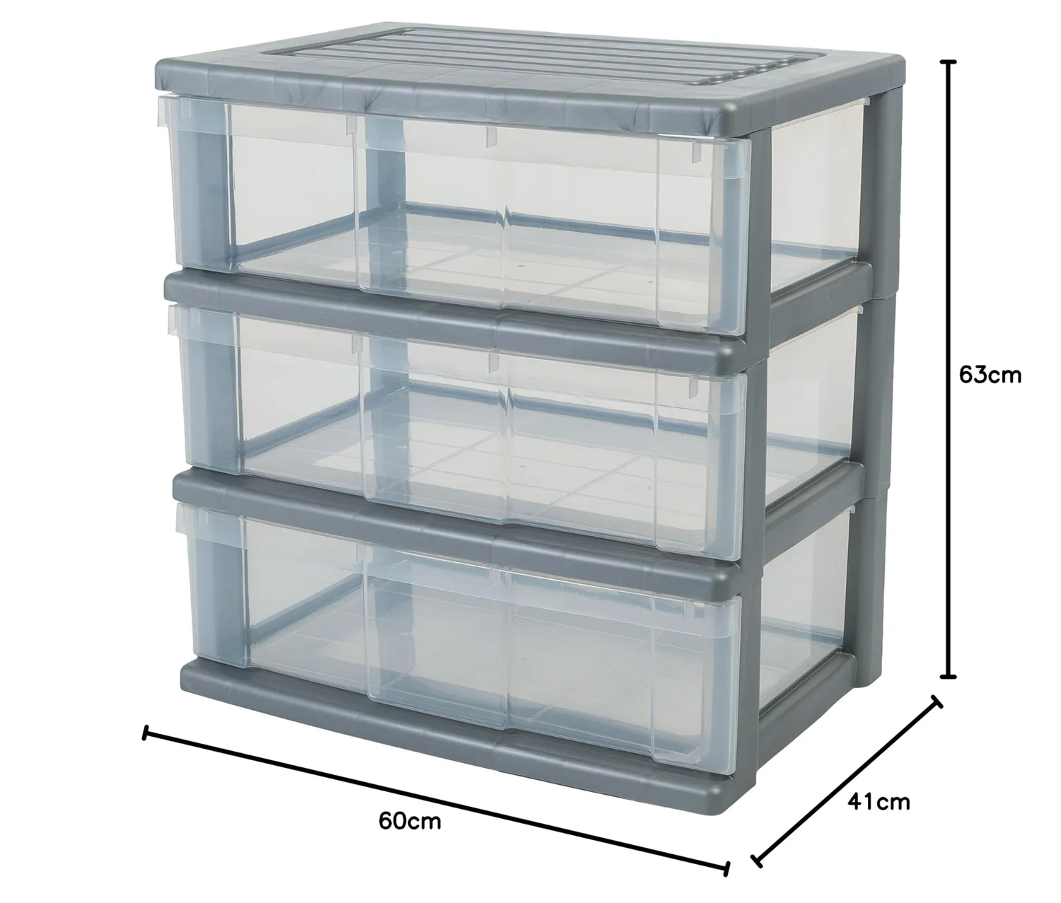 Iris Ohyama WC-N603 Rollcontainer 34 L 3 Schubladen silber