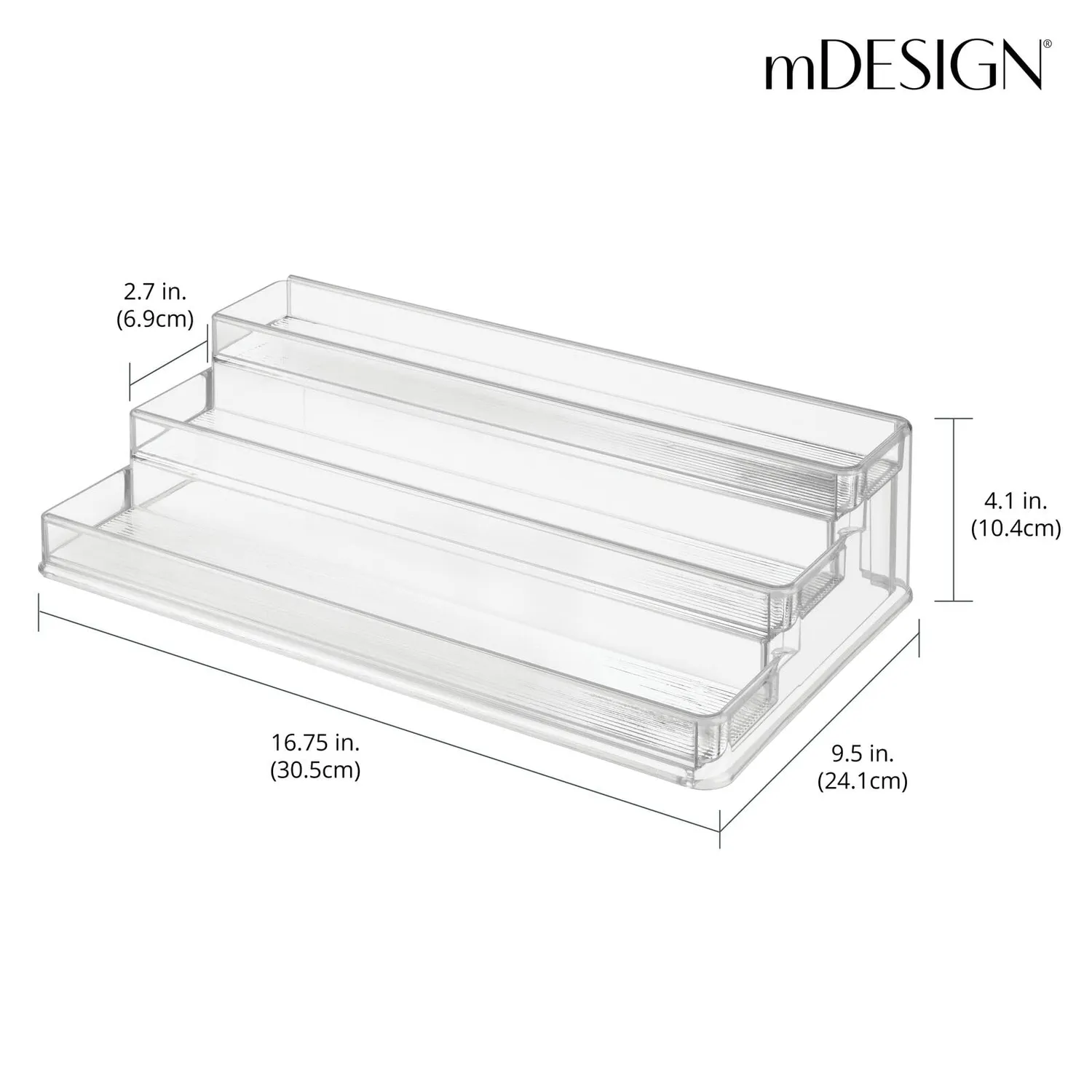 mDesign Gewürzregal 2er-Set Ausziehbar Transparent 3 Ebenen