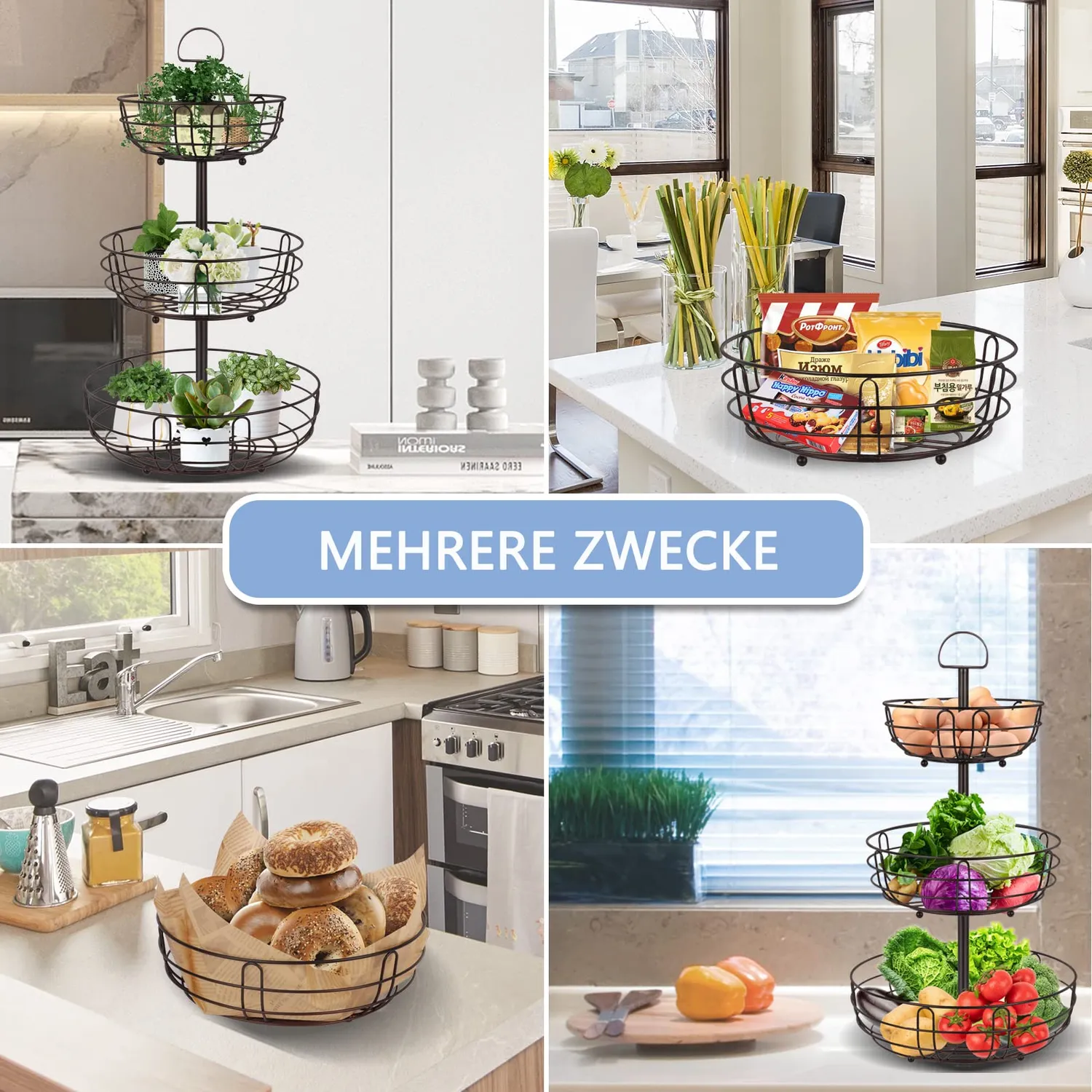 BOMCLAP Obstkorb Etagere 3-stöckig Metall bronze