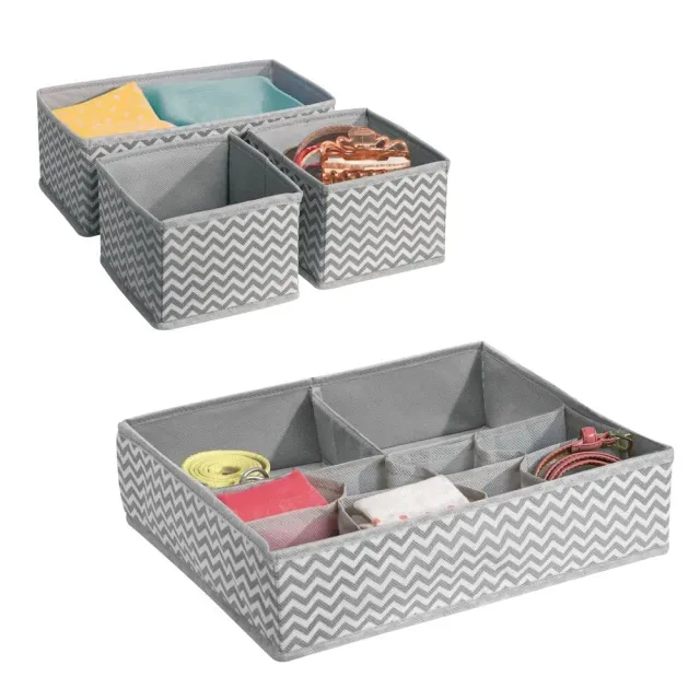 mDesign Kleiderschrank Organizer Stoff 4er-Set taupe