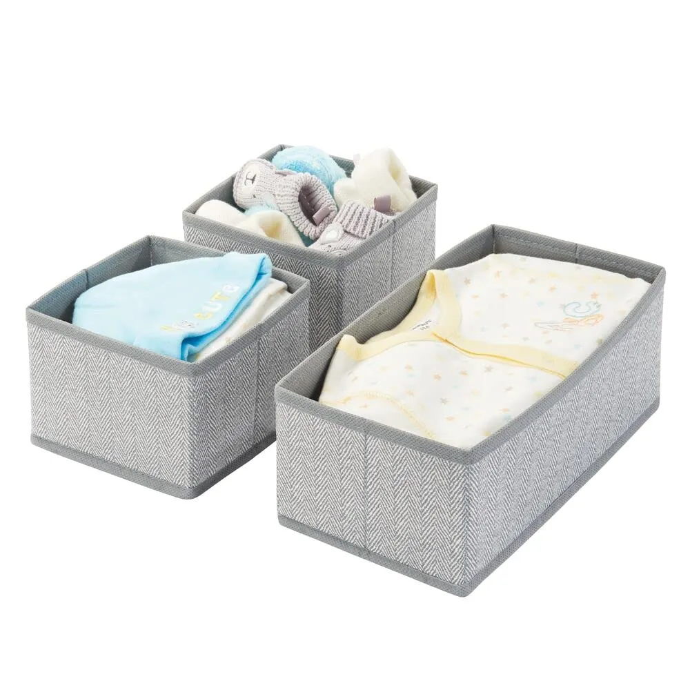 mDesign Aufbewahrungsbox Stoffbox grau Fischgrät 12er-Set