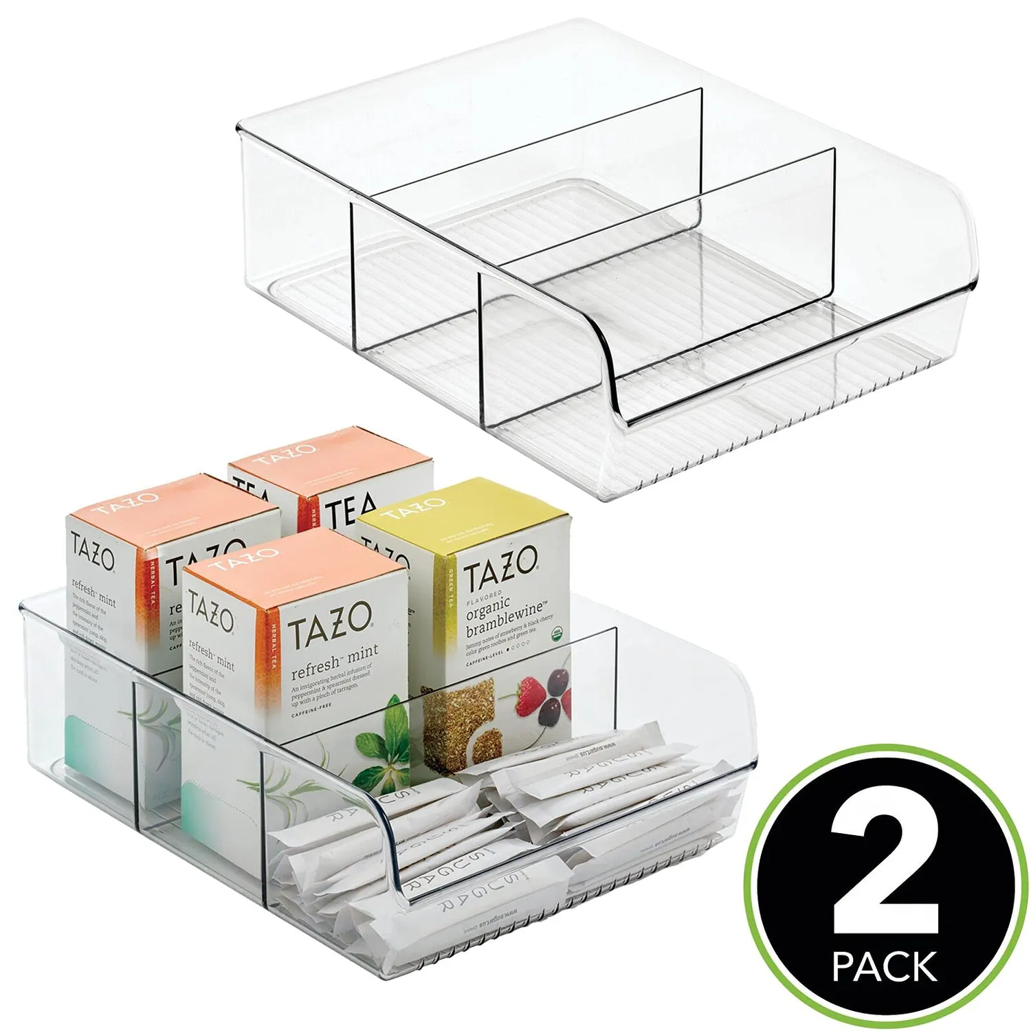M Design Aufbewahrungsbox 3 Fächer Gewürzbox 2er-Set durchsichtig