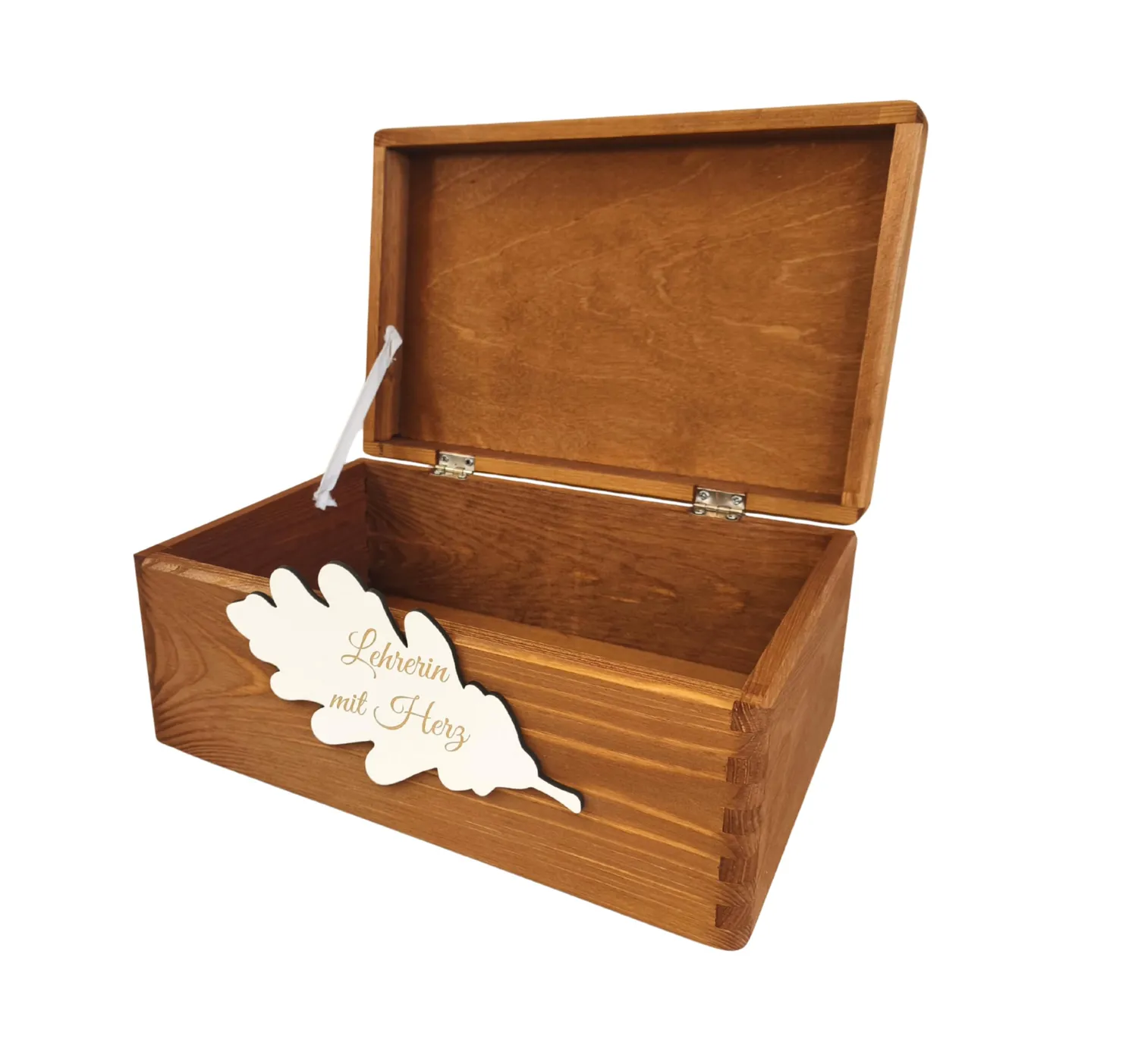 GoodFreshDecor Holzbox mit Deckel 30x20x14 cm Wunschtext braun