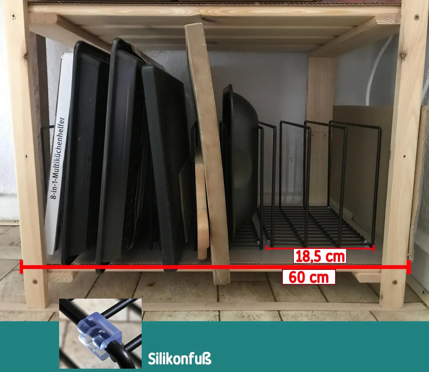 mDesign Deckelhalter Metall silberfarben 25,9x18,5cm