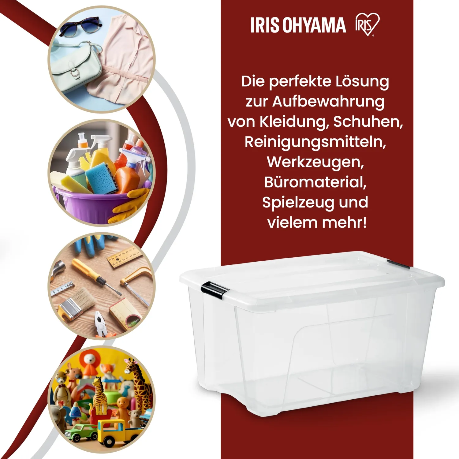 Iris Ohyama NTB-45 Aufbewahrungsbox 45L 6er-Set transparent