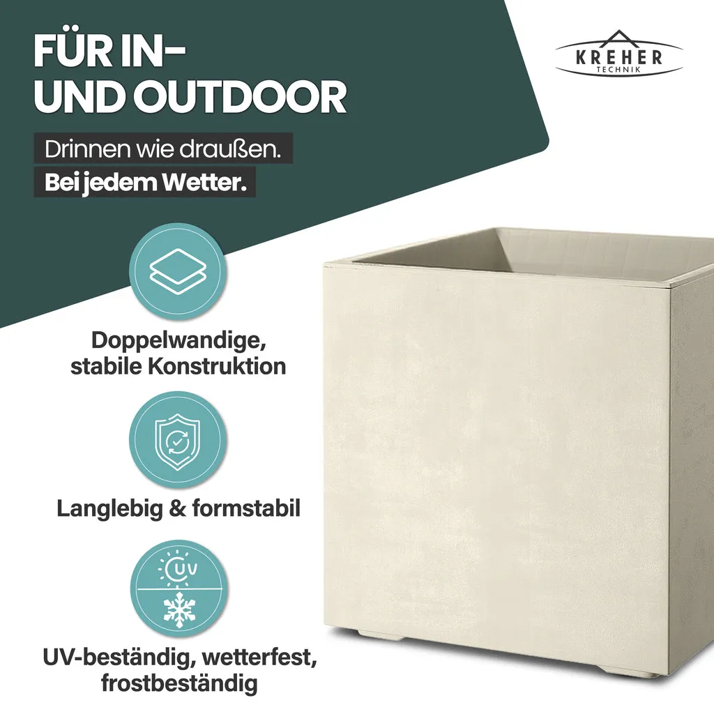 Kreher Millennium Pflanzkübel 40L eckig Creme Weiß