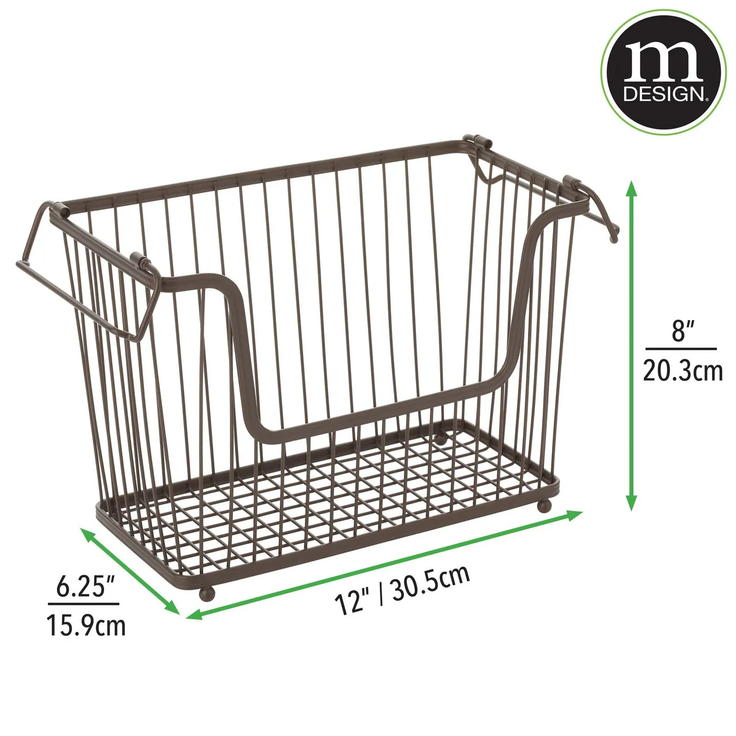 mDesign Ablagebox Drahtkorb 3er-Set bronze Henkel Metall