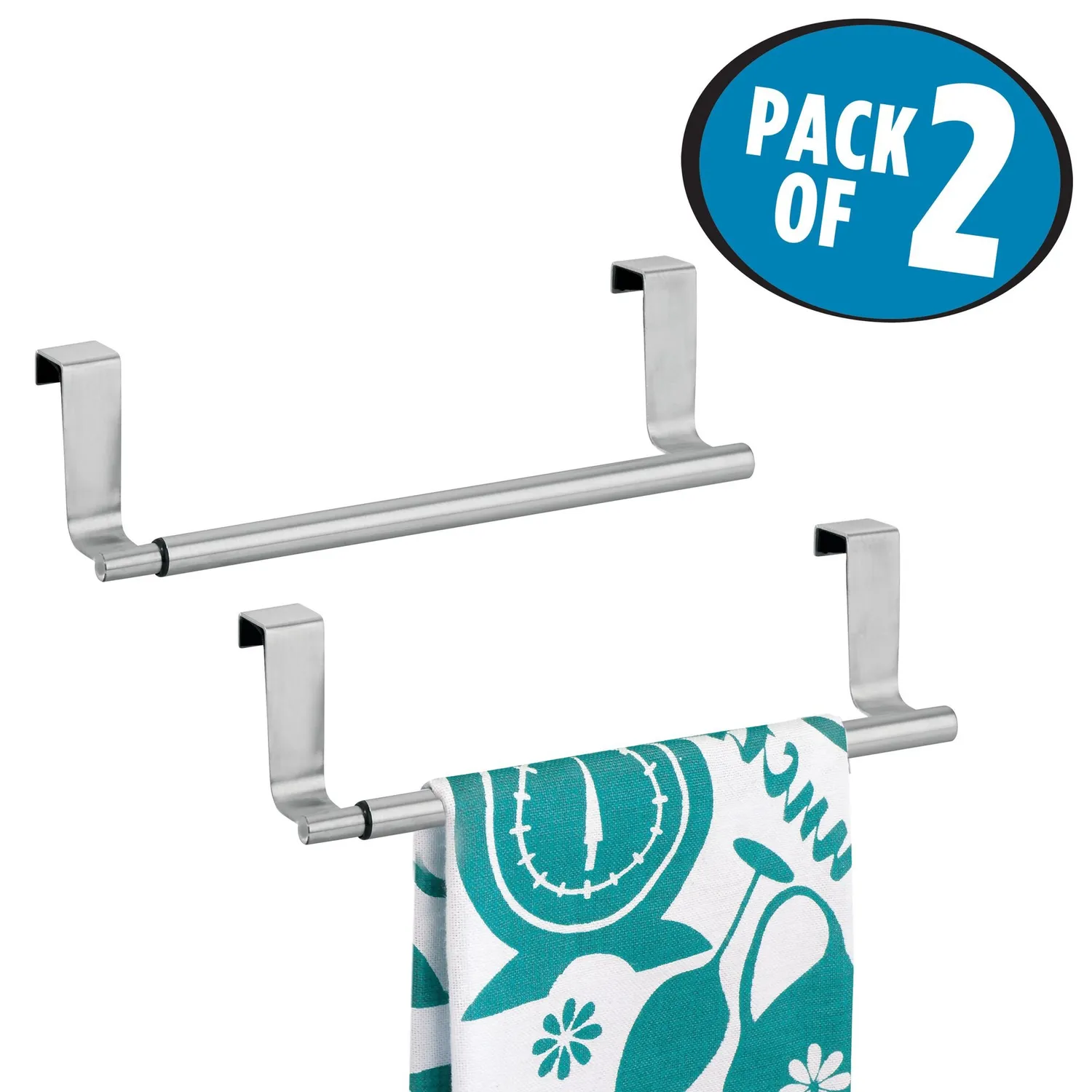 mDesign Handtuchhalter Teleskop 2er-Set Edelstahl silber