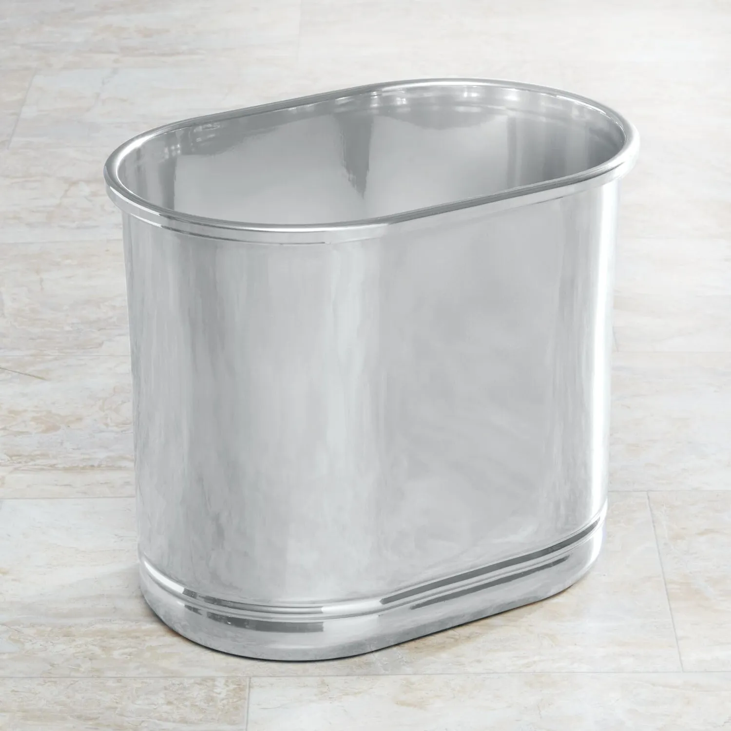M Design ovaler Mülleimer Metall 9,5 L silber