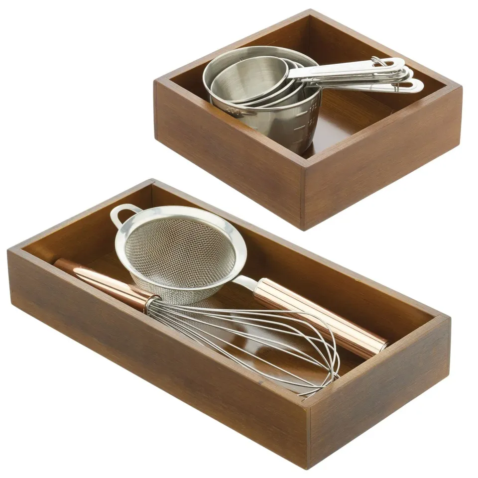mDesign Bambus Aufbewahrungsbox 2er-Set braun