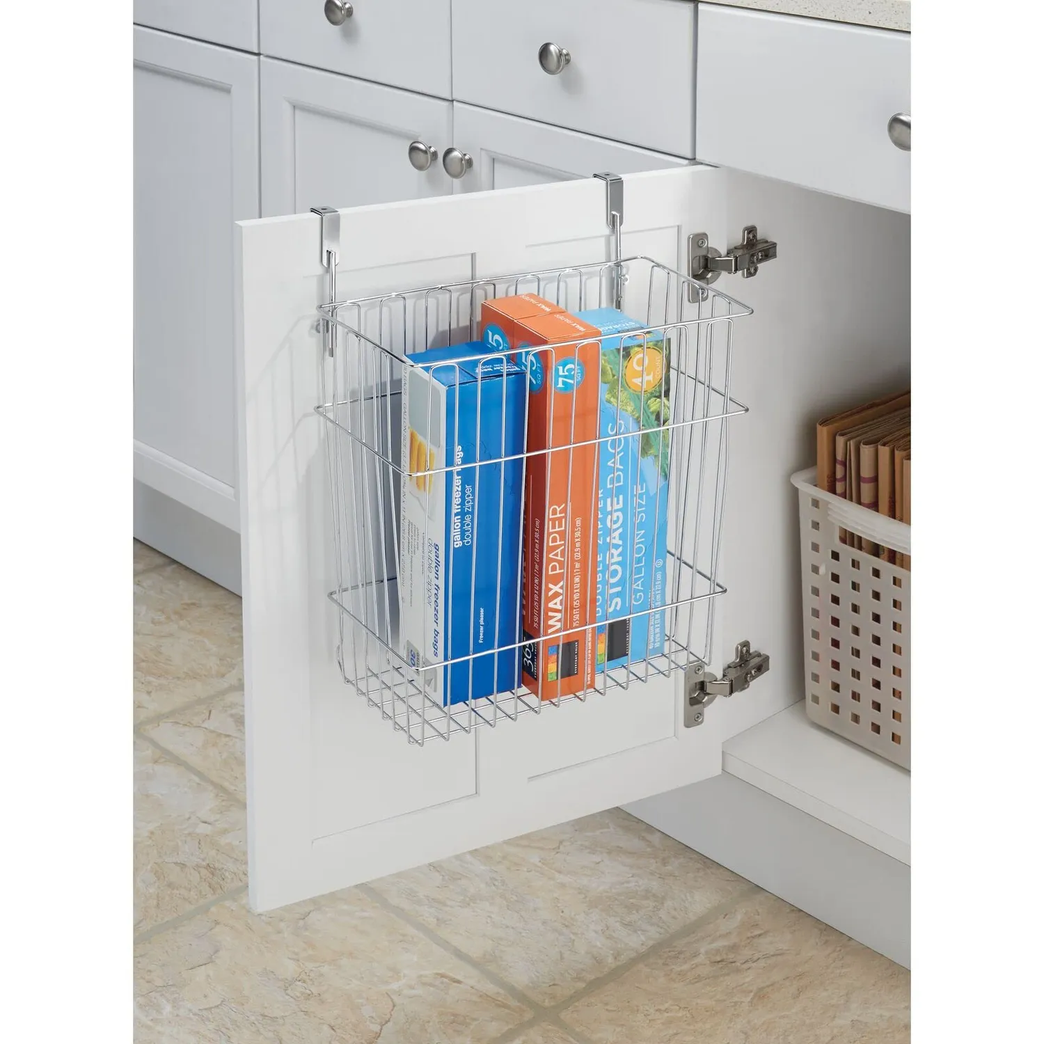mDesign 01061MDKEU Hängekorb 2er-Set silber für Schranktür