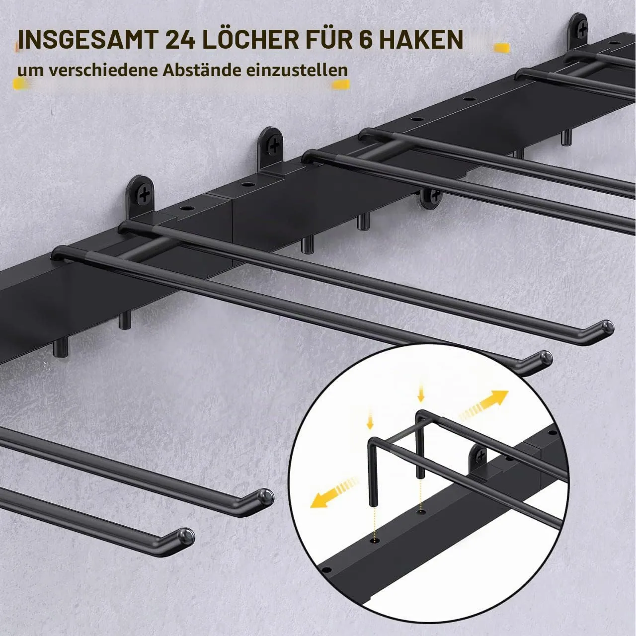 BOMCLAP Gerätehalter Wand Schwarz 12 Haken