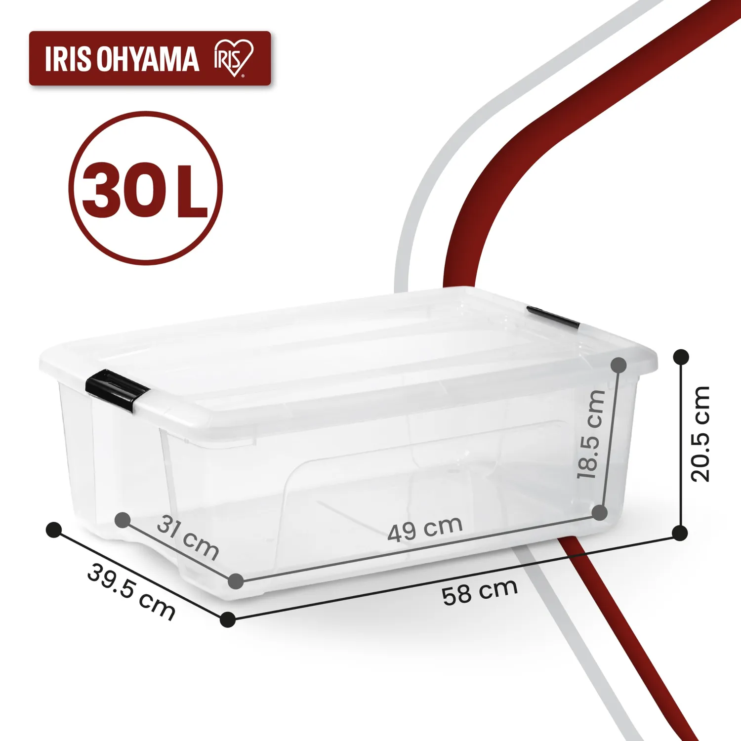 Iris Ohyama NTB-30 Aufbewahrungsbox 30 L 6er-Set transparent