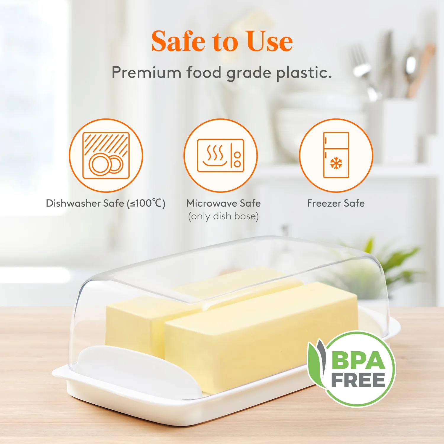 Lifewit Butterdose mit Deckel Transparent Maßskala