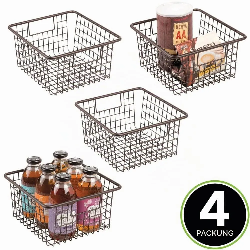 M Design Farmhouse Drahtkorb 4er-Set bronze 26 cm mit Griffen