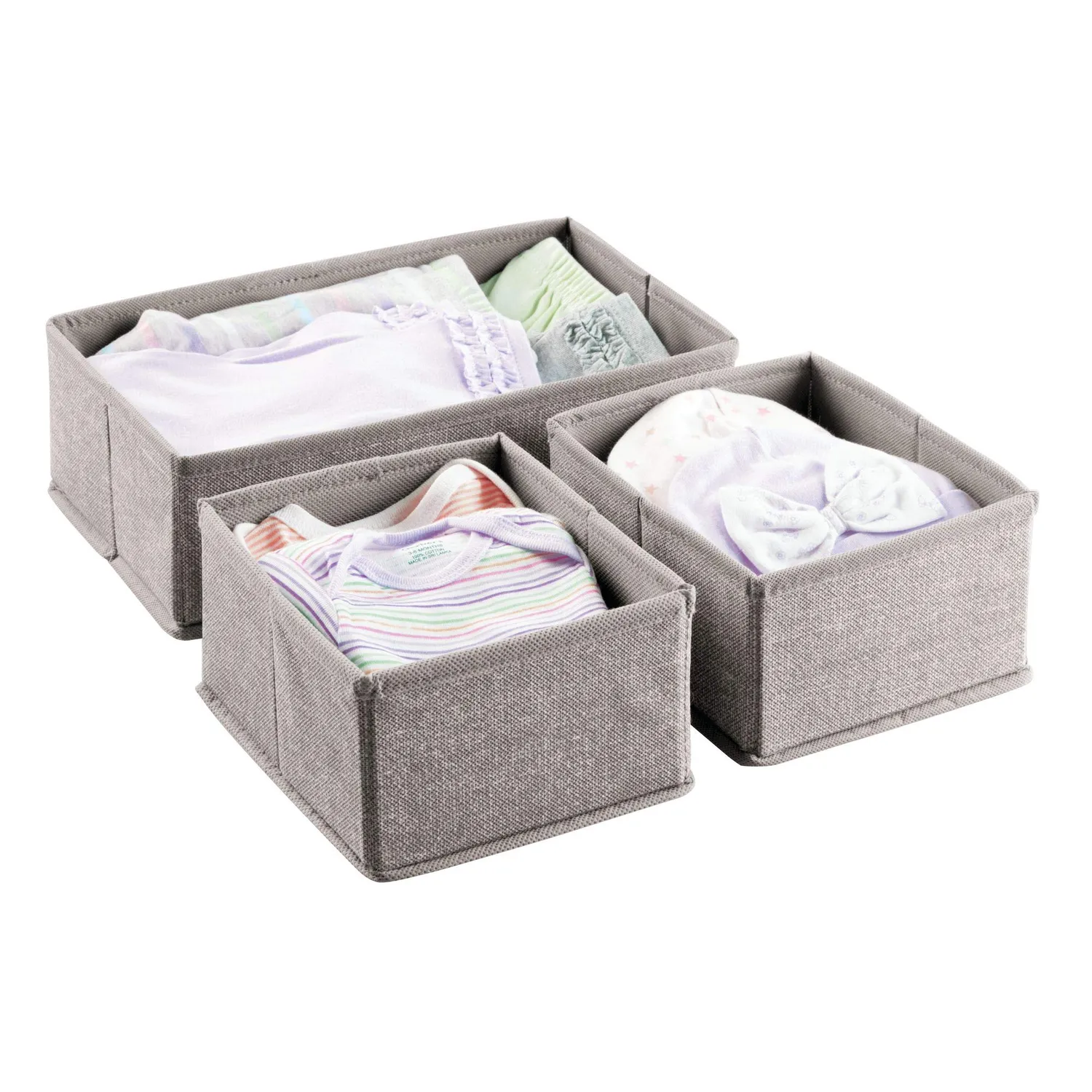 mDesign Stoffbox Kinderzimmer 3er grau Fischgrät Organizer