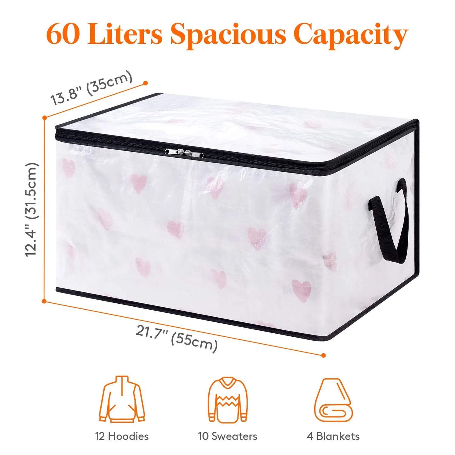 Lifewit Kleiderbox 6er Pack 60L faltbar mit Griff