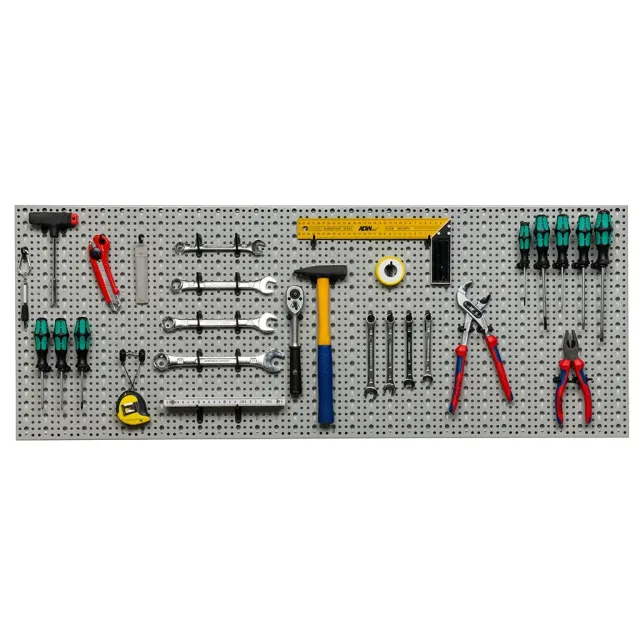 Kreher XL Lochwand Werkzeugwand 120 cm 52tlg hellgrau Metall