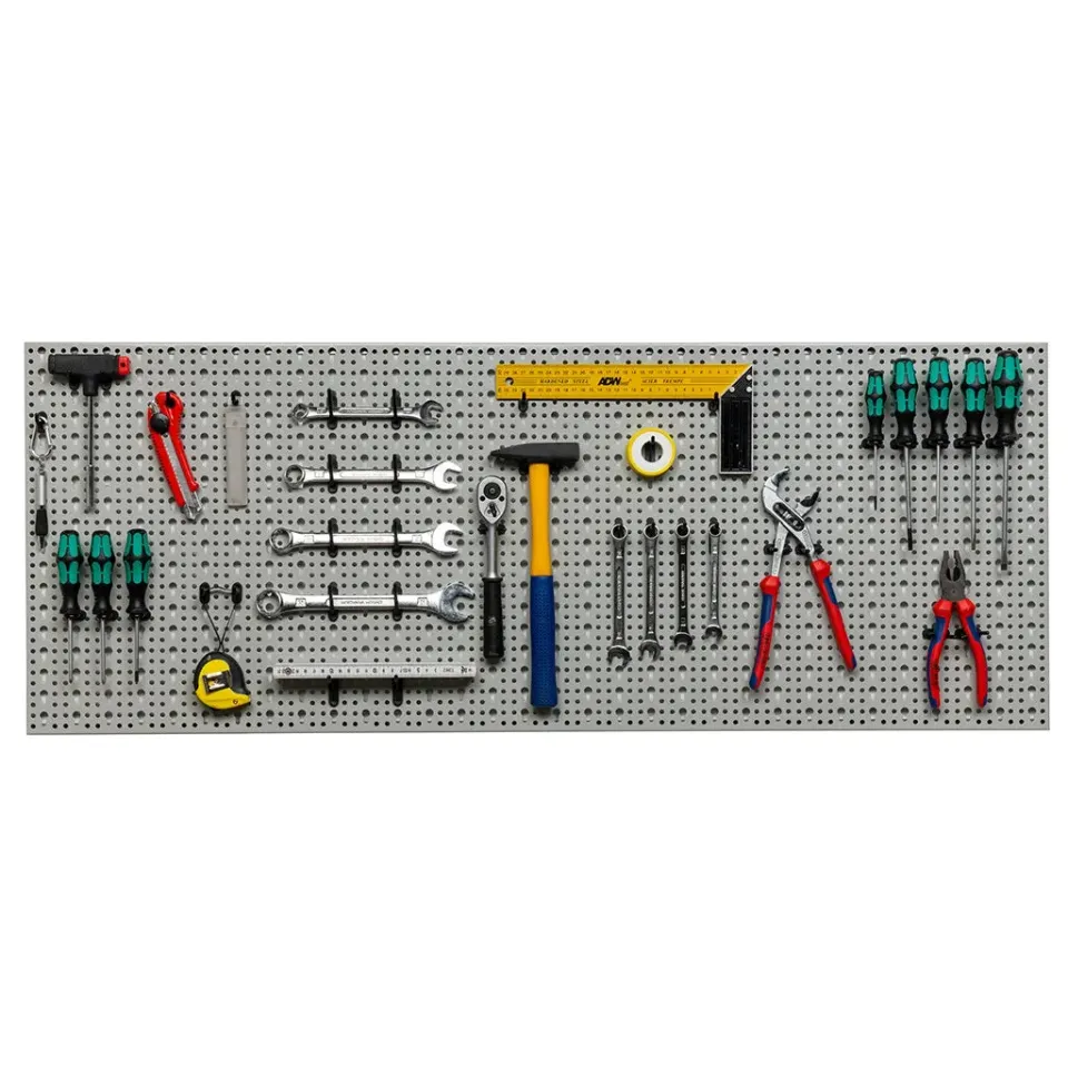 Kreher XL Lochwand Werkzeugwand 120 cm 52tlg hellgrau Metall