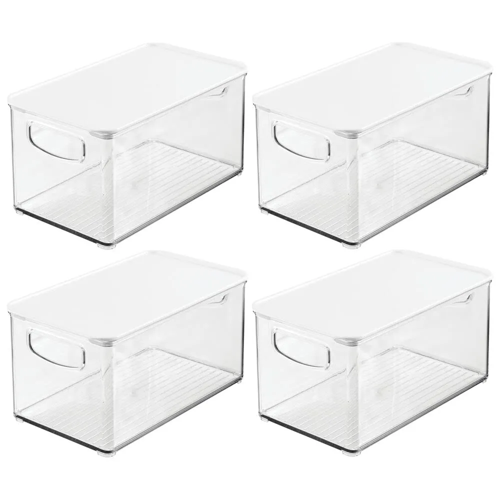 mDesign Schreibtischablage Box 4er-Set mit Deckel weiß
