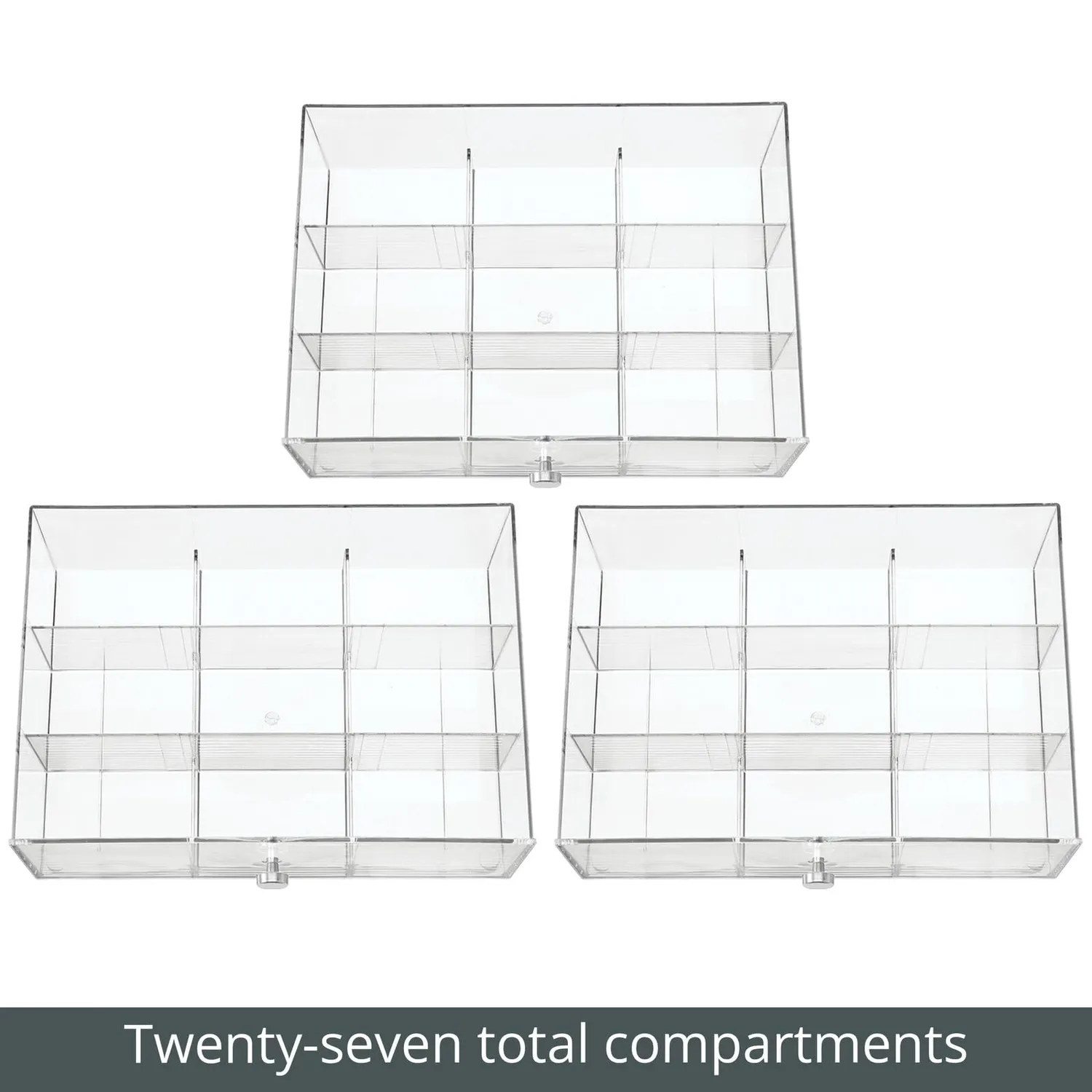 M Design Teebox Kunststoff 2er-Set grau 27 Fächer 3 Schubladen