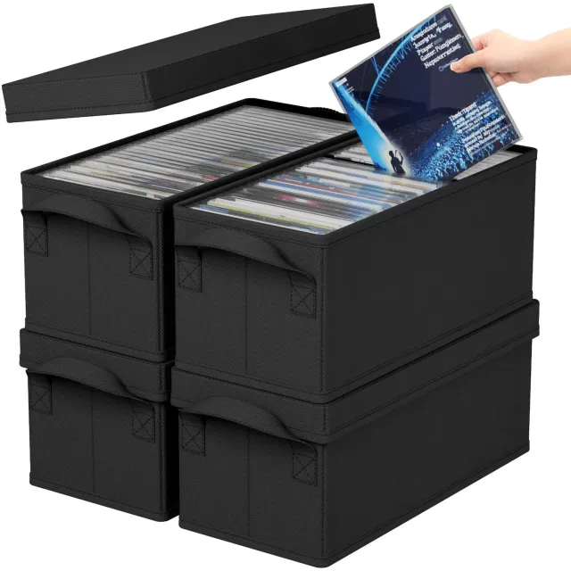 Lifewit CD Aufbewahrungsbox 4er mit Deckel 33,5 cm