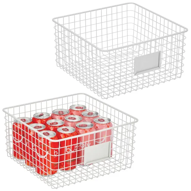 mDesign Allzweckkorb Metall Drahtkorb 2er-Set weiß