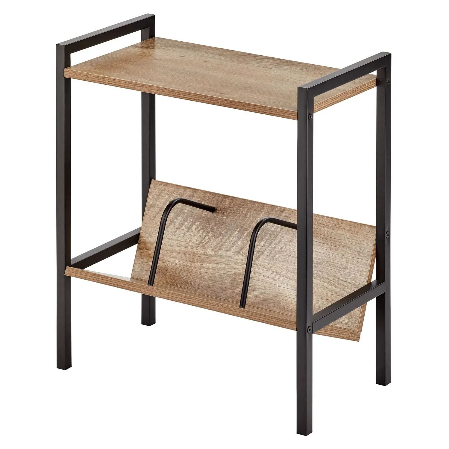 M Design Beistelltisch Bücherregal 2 Ebenen Beistelltisch Schwarz/Grau