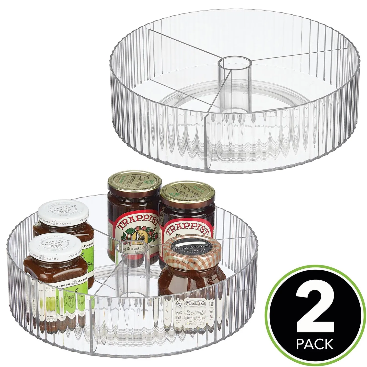 mDesign Lady Susan Drehteller transparent 2er-Set mit Fächern