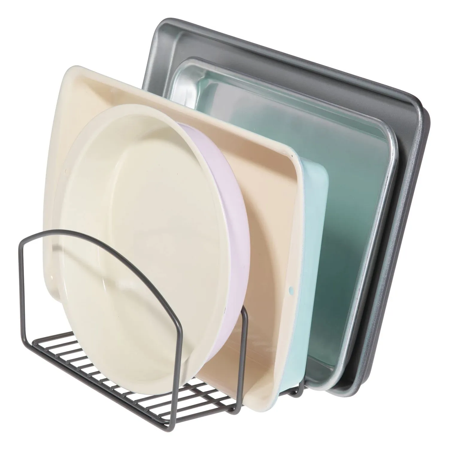 mDesign Küchen Organizer Geschirrhalter graphit 3 Fächer Metall
