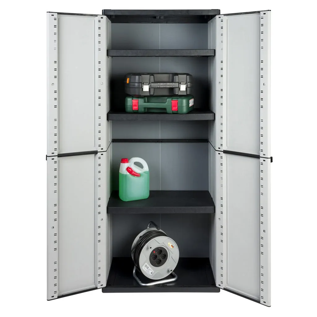 Kreher JLine Kunststoffschrank Grau 68x37,5x163,5 cm 3 Böden