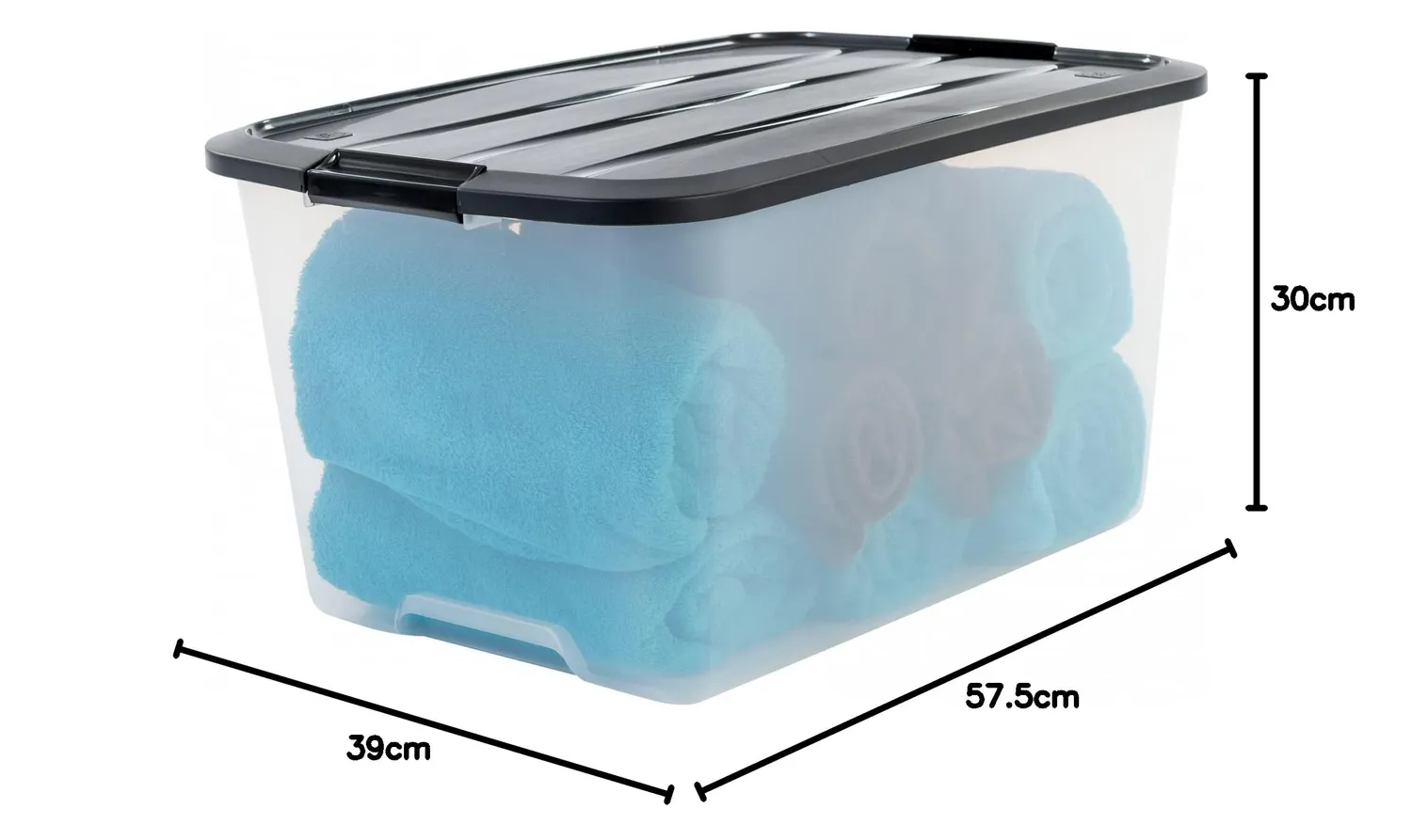 Iris Ohyama TB-45 Aufbewahrungsbox 45L schwarz 6er-Set Deckel