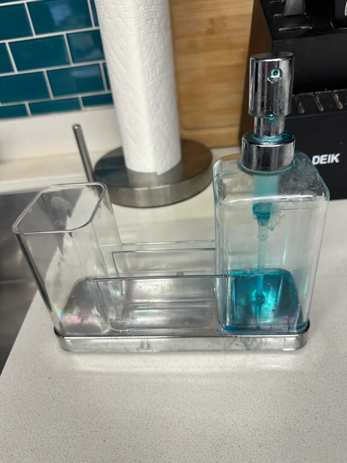 mDesign Omni Seifenspender Organizer chrom 473ml