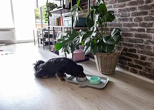Iris Ohyama Woof Futtertablett L Hellgrau rutschfest gummifüße