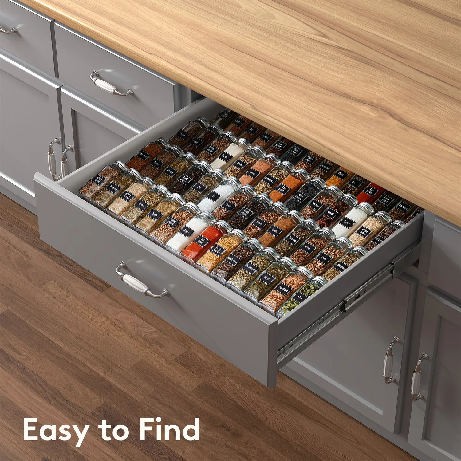 Lifewit Spice Rack Gewürzregal Schublade 4 Ebenen verstellbar