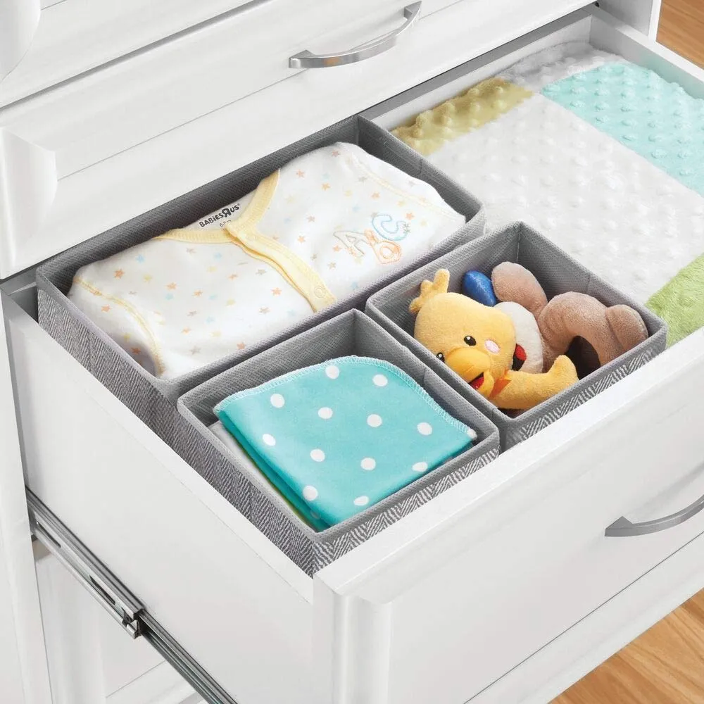 mDesign Stoffbox Kinderzimmer 3er grau Fischgrät Organizer
