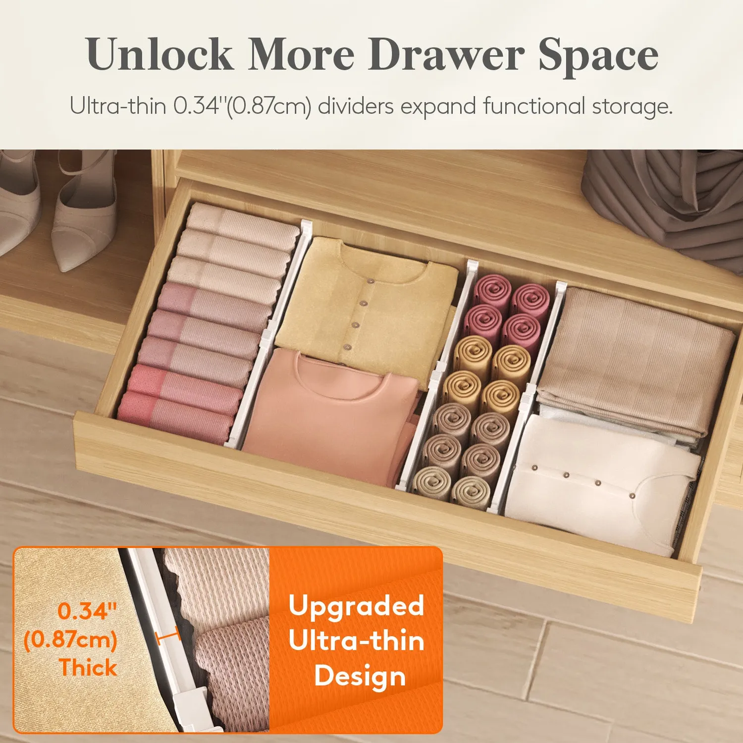 Lifewit Schubladenteiler verstellbar Drawer Organizer 4er Pack
