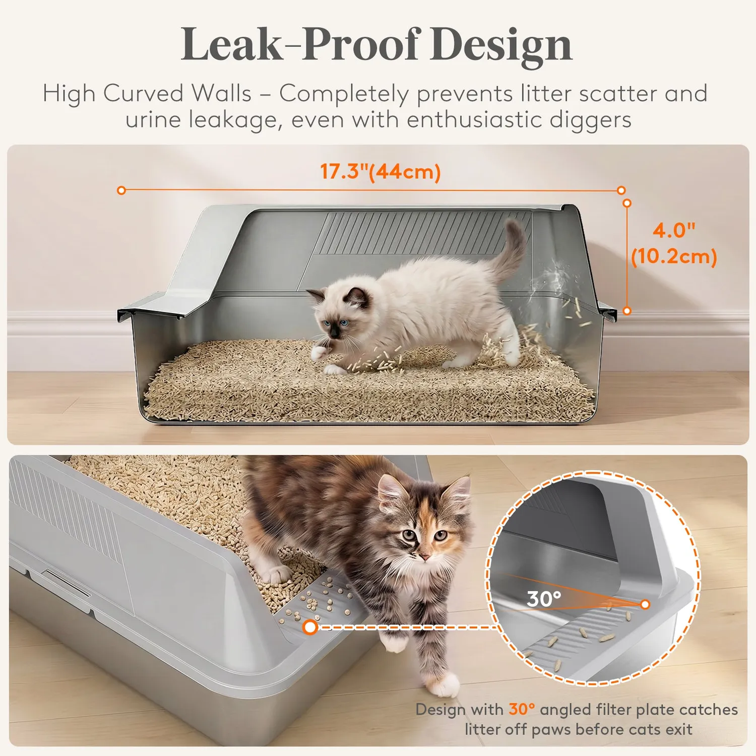 Lifewit Katzentoilette Edelstahl Katzenklo Grau klein