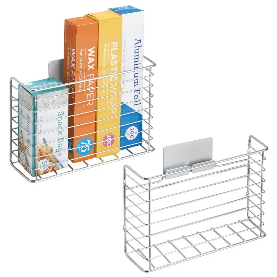 mDesign Küchenutensilien Halterung 2er-Set silber selbstklebend