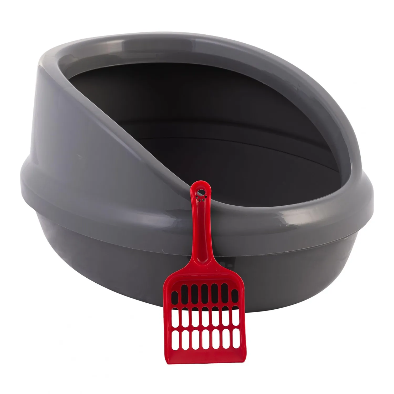 Iris Ohyama PNE-500H Katzentoilette Schwarz offen mit Schaufel