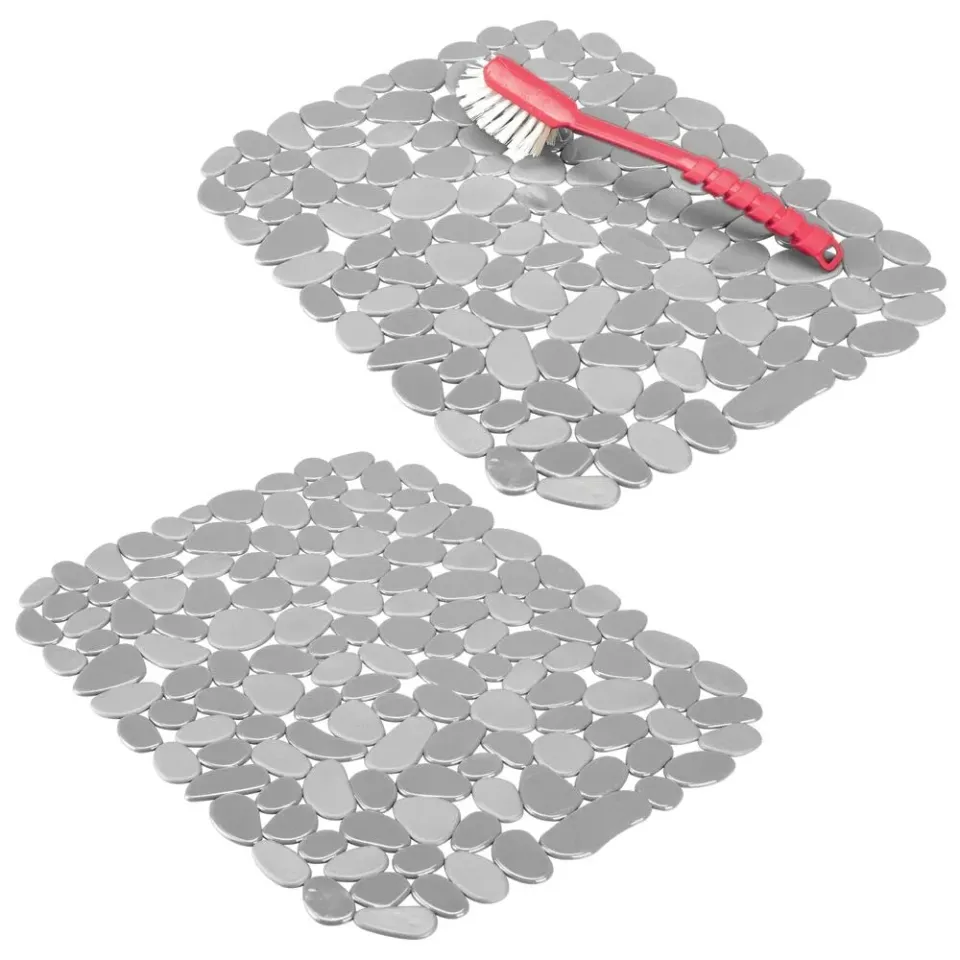 mDesign Spülbeckeneinlage Spülbeckenmatte 2er-Set grau zuschneidbar