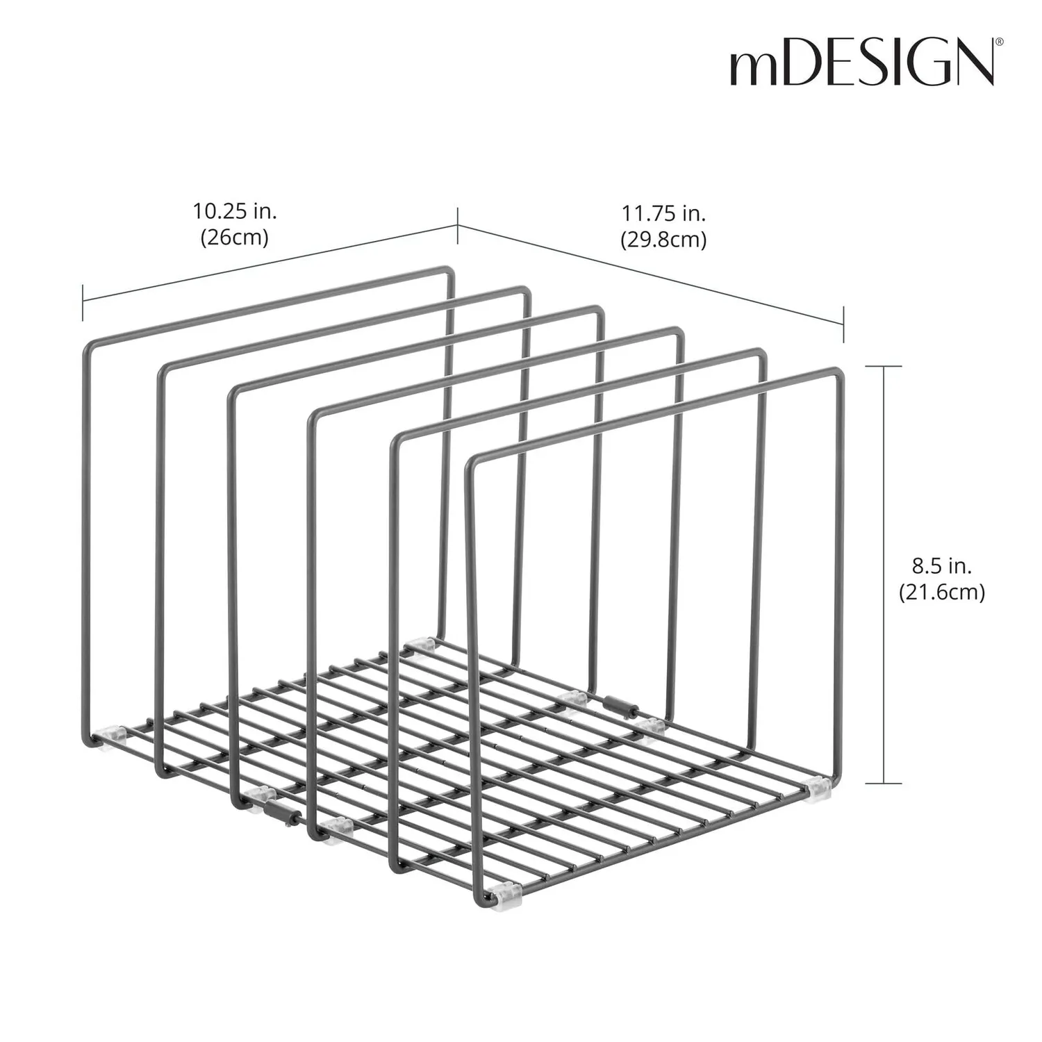 mDesign Küchen Organizer Tellerhalter 5 Fächer dunkelgrau