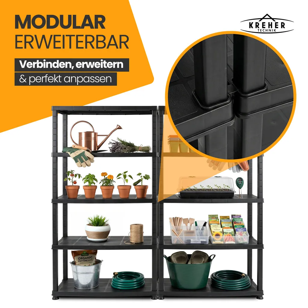 Kreher Evo Schwerlastregal 5 Böden 2er Set schwarz 35 kg