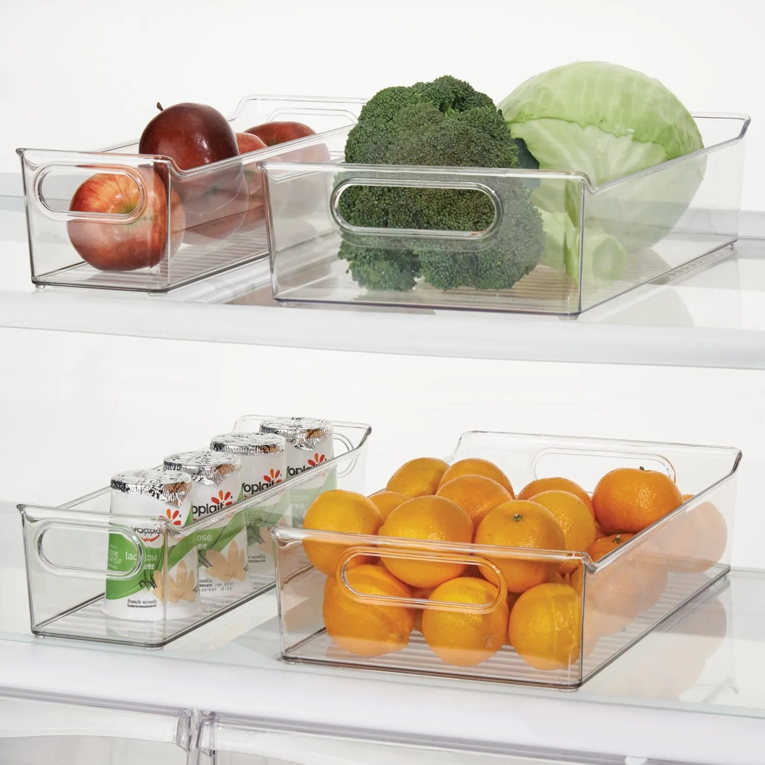 mDesign Kühlschrankbox transparent 35,6 cm mit Griff