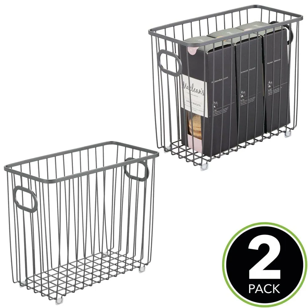 mDesign Küchenkorb Metall 2er-Set dunkelgrau