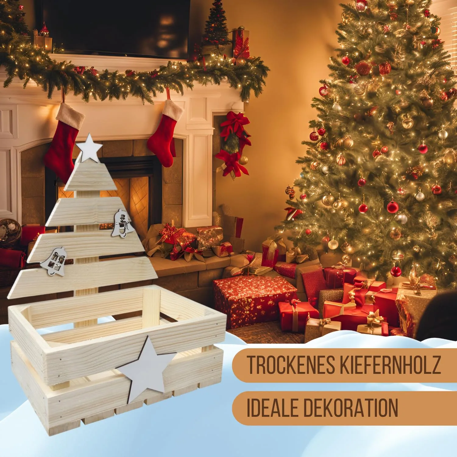GoodFreshDecor Holzkiste Weihnachten Tannenbaum Kiste 30x20x40
