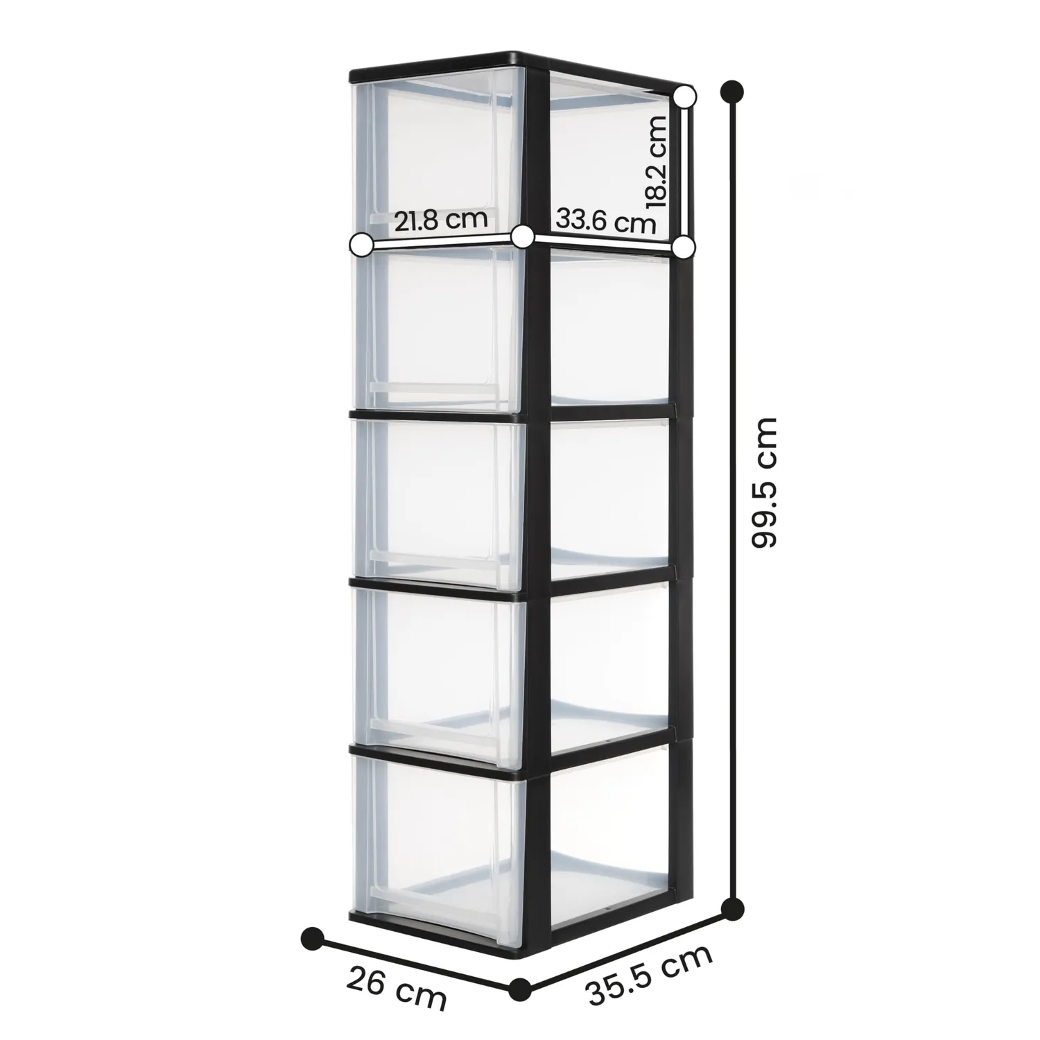Iris Ohyama DDOCH Schubladenbox 5x13L Schwarz A4 BPA-frei